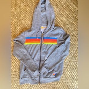 Aviator Nation Grey/Neon 5 Stripe Zip Up